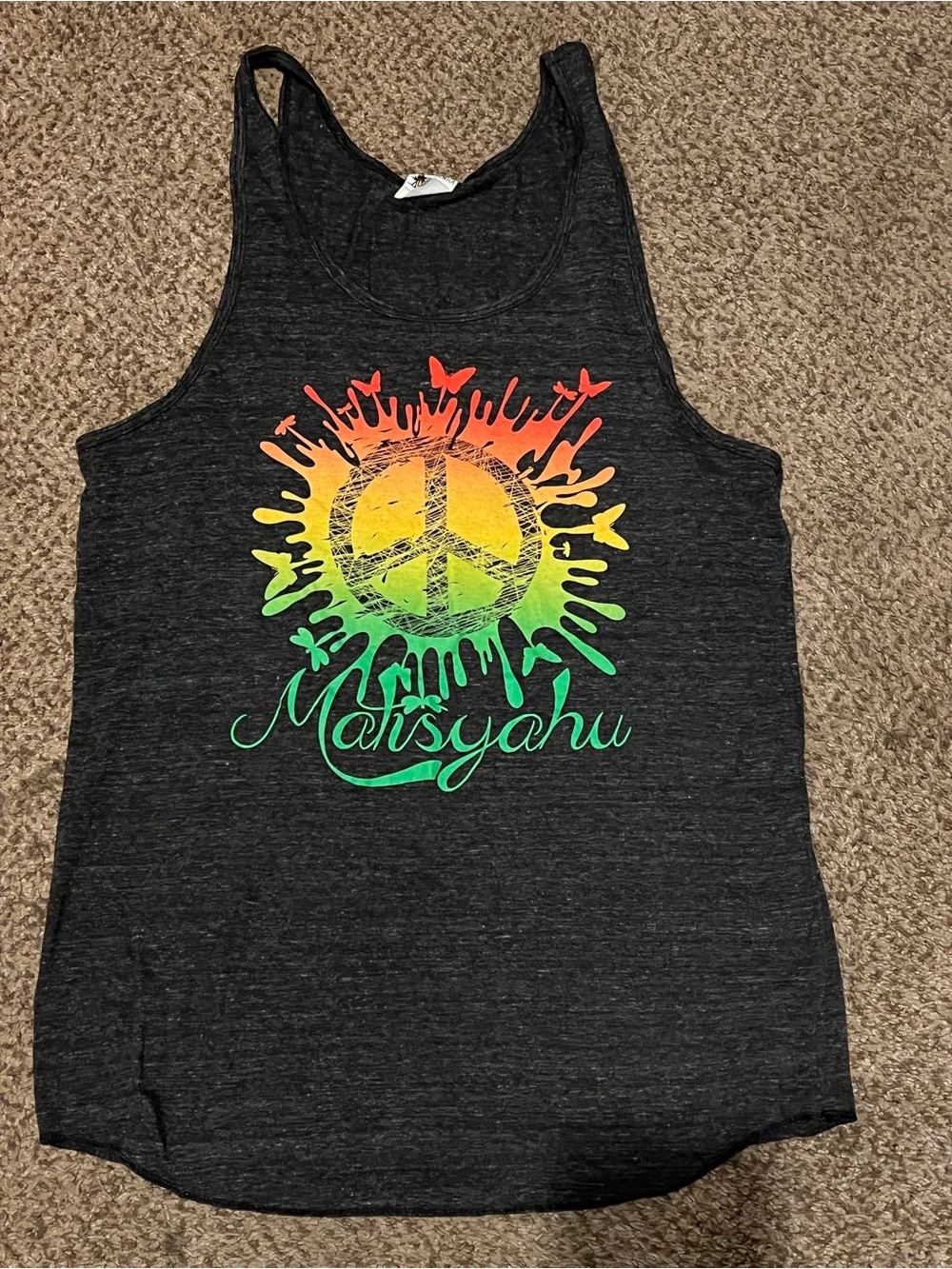 Matisyahu Black Girls' Tank Top with Rainbow Peace Graphic